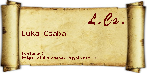 Luka Csaba névjegykártya